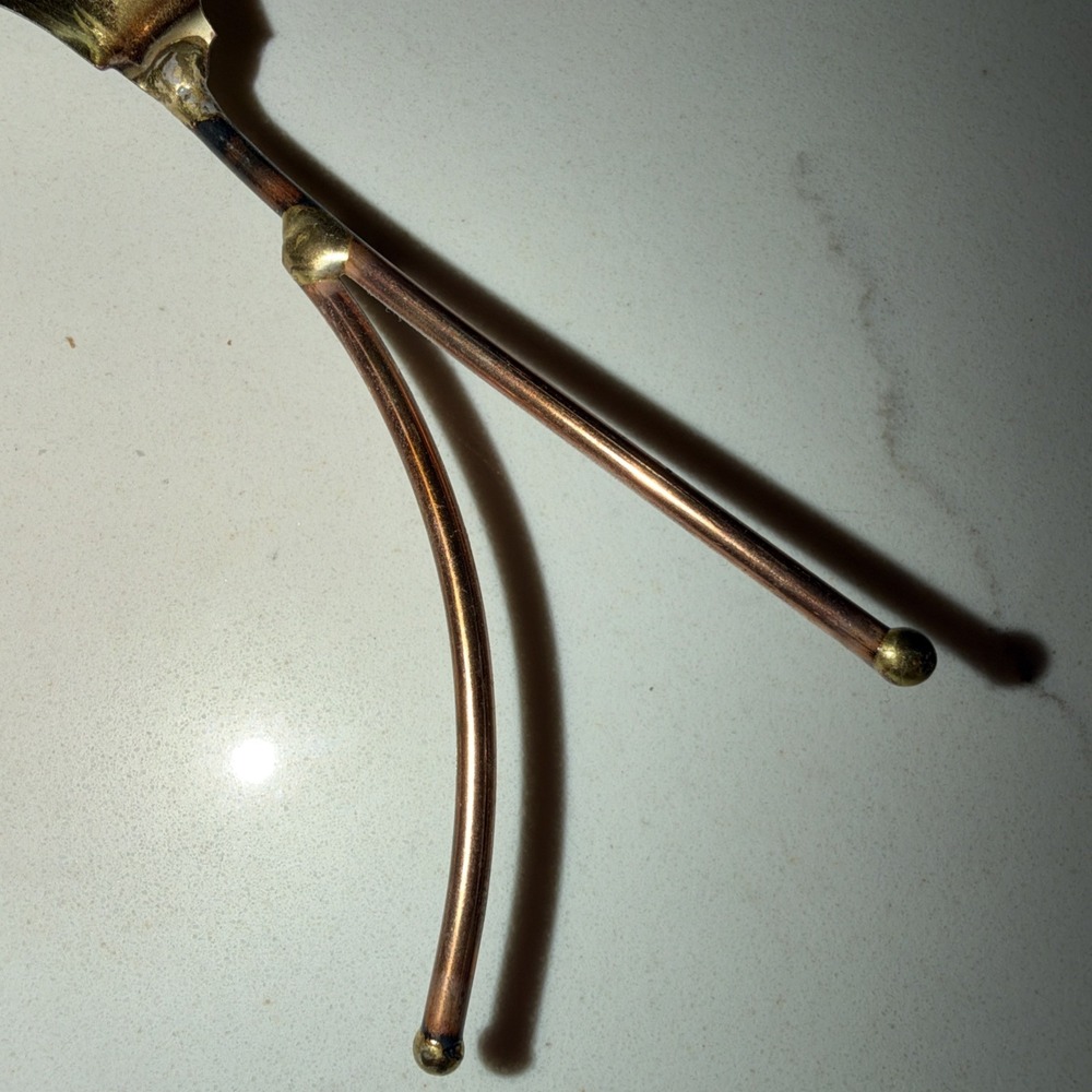 Lot Of 2 Vintage Brass And Copper Leaf Wall Hangings 18" Curved - Picture 3 of 5
